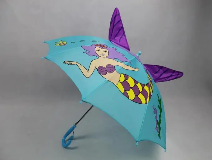 批发价格有现货和小订单儿童美人鱼卡通耳伞