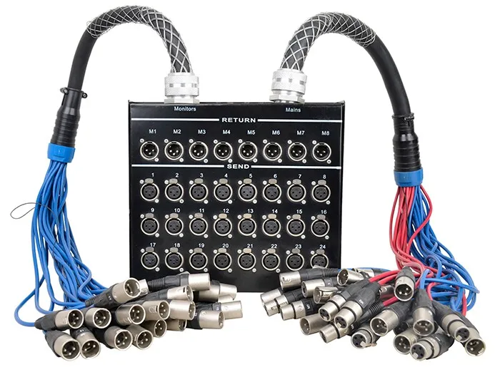 Professional Audio 32 Channels Xlr Stage Box Snake Cable Bss24x830/m24
