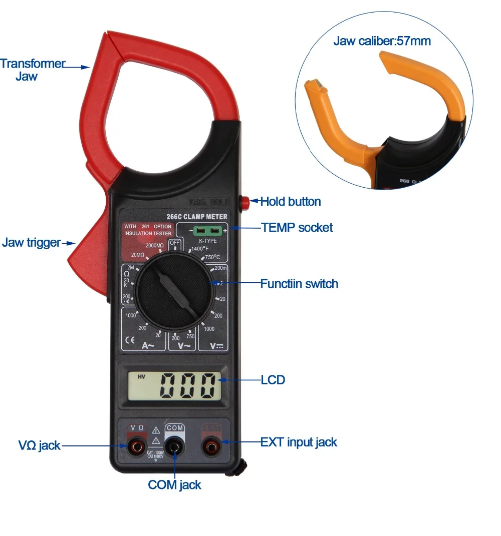 Digital Clamp Meter 266c With Temperature Test Buy Digital Clamp