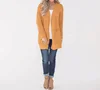 Monogran Women Solid Coat Mid-long Pocket Mustard Cardigan
