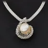 Rinhoo Shell pearl crystal choker necklace earring Jewelry set