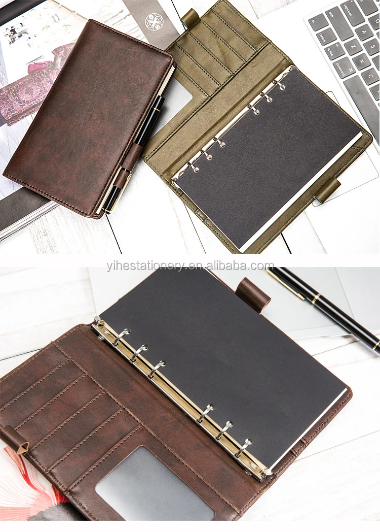 B6 Pu Leather 6 Rings Binder Planner Custom Personal Travel Diary