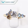 14k yellow gold ring 0.75ct round H&A moissanite/ spinel engagement wedding band