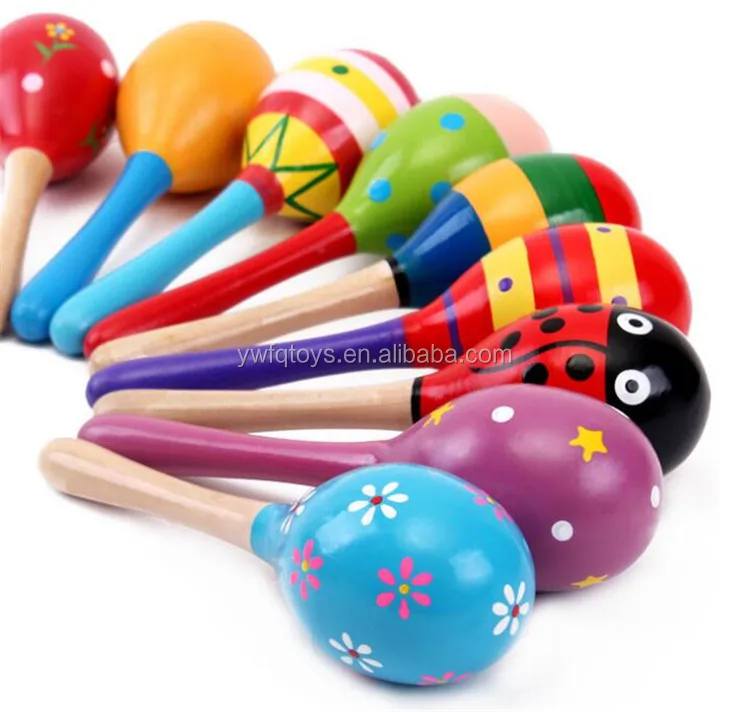 Fq Brand Wholesales New Maraca Wood Rattles Egg Shaker Toy Baby Wooden