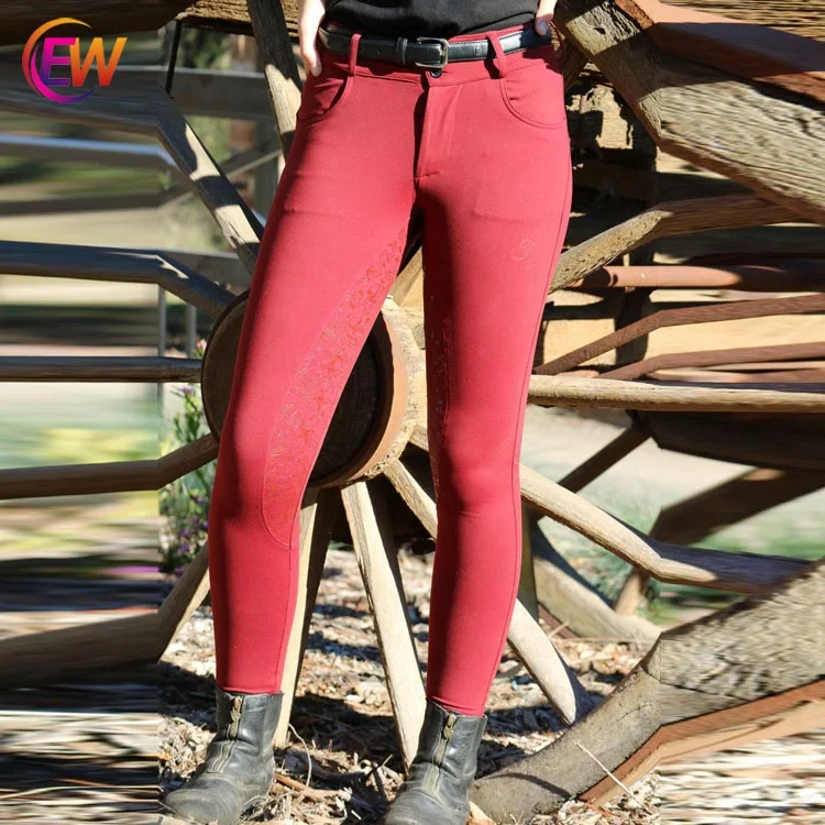 Ew Horse Full Seat Silicone Red Color Horse Riding Breeches For Winter