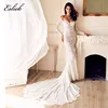 Heavy beaded wedding dress mermaid off the shoulder bridal gown special lace long sleeves bridal dress court train sexy dress