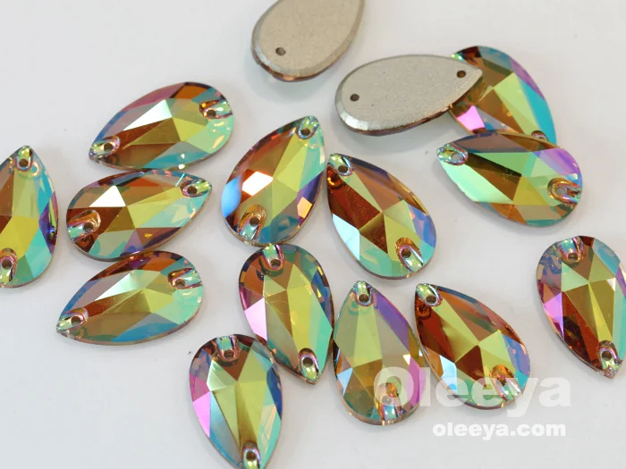 Colorful 5A Quality 13*18mm Pear Shape Crystal ab Sew on Gems Rhinestone Stone for Wedding Dress Bridal Gown Decorations