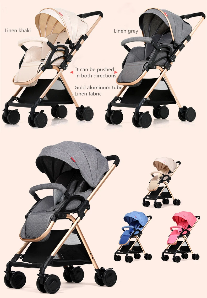 Simple Baby Stroller Umbrella Baby Stroller Linen Material Baby