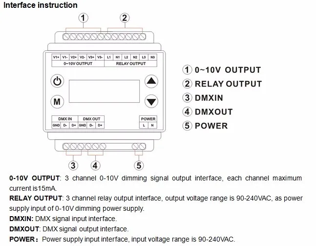 DMX303 3channels high-voltage 0-10V led dimmer,AC90-240V Power supply 0-10V output signal, DMX dimmer controller for LED strips