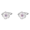 2019INS Japan and Korea copper no hole flower clip on earrings sakura rhinestone paved ear cuff