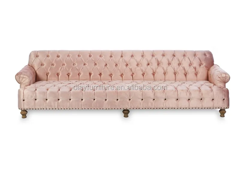 French Country Style Chesterfield Sofa Antique Pink Blush Tufted French Country Style Chesterfield Sofa Antique Pink Blush Tufted