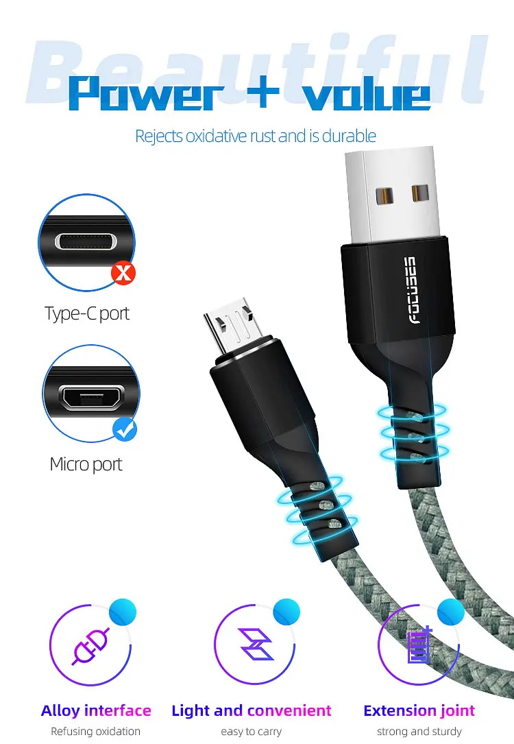 Good Price Micro B usb charging cable fast charging mobile phone adapter USB cords USB lince Data cable - ANKUX.COM