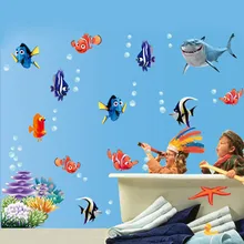 Free Shipping 1pcs Hot Removable Wall Stickers sea fish carton bathroom nursery home decor decals Pvc Stickers 617