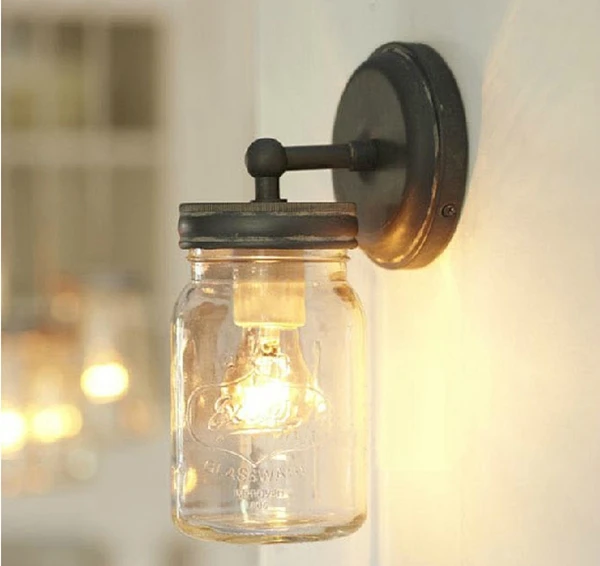 Mason jar loft applique murale industrielle rétro entrepôt