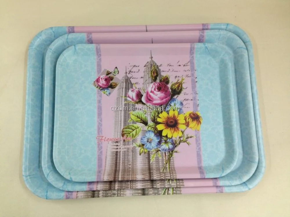 Set Of 3PC Melamine Rectangle Serving Tray Set