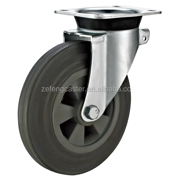 8 Inch Garbage Can En840 Caster With Directional Lock And Gray Rubber