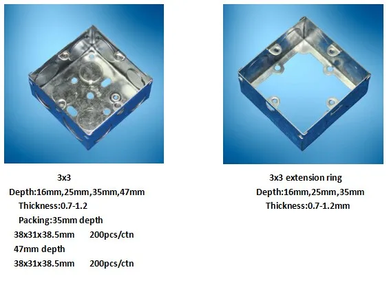 Bs4662 标准3x3 一组Gi 盒35毫米深开关壁盒- Buy 金属电箱，gi 盒