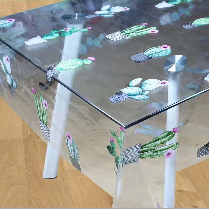 Printed Clear Plastic Table Cover Transparent Printed Tablecloth In