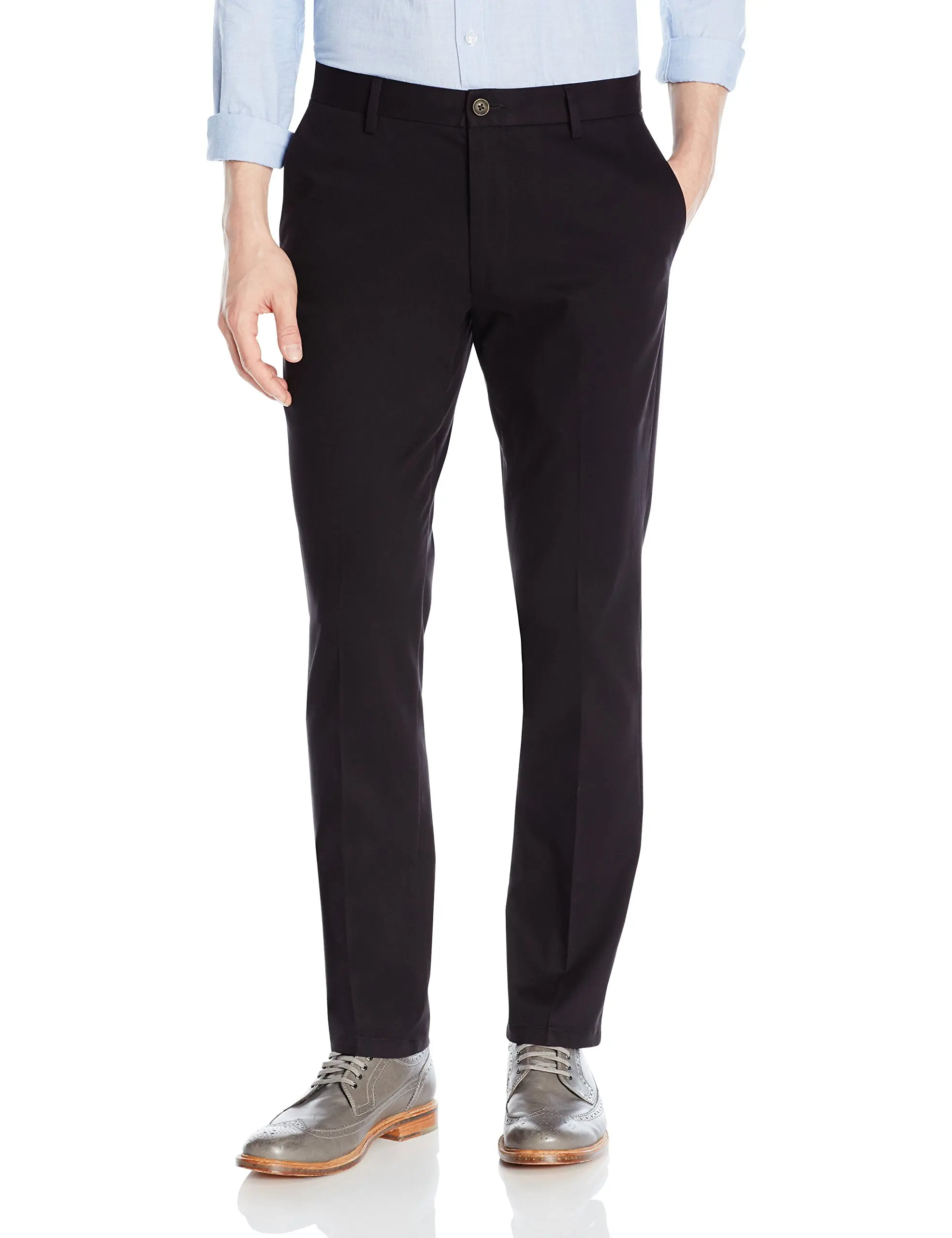 Generic Mens Casual Slim Straight-Fit Wrinkle-Free Chino Pants