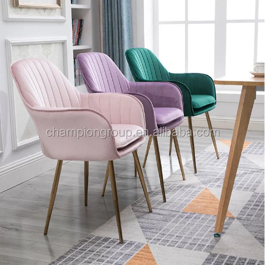 Blush Pink Velvet Cushion Gold/chrome Legs Lounge Cafe Chair Buy