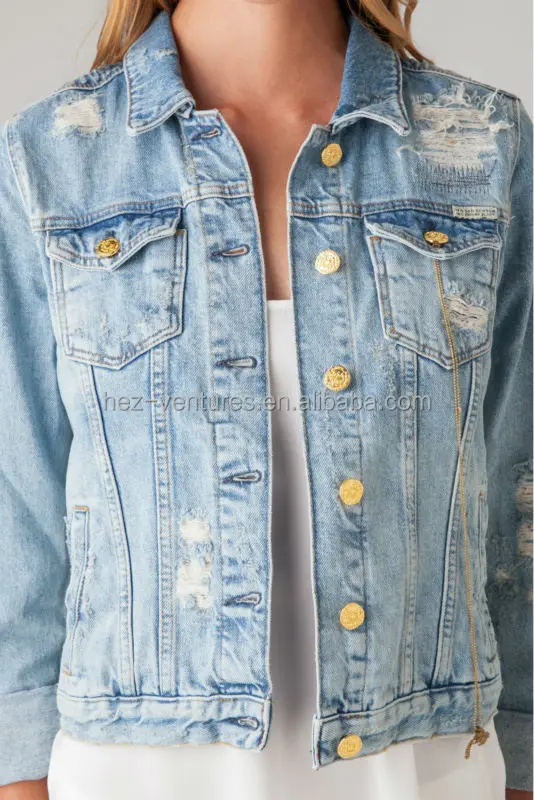 womens distressed denim jacket 100 cotton womens distressed denim jacket 100 cotton
