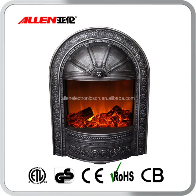 Antique Cast Iron Electric Fireplace Insert Heater With Fake Flame