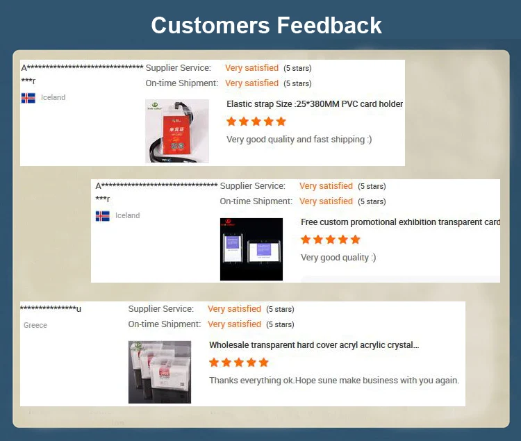 card holder feedback