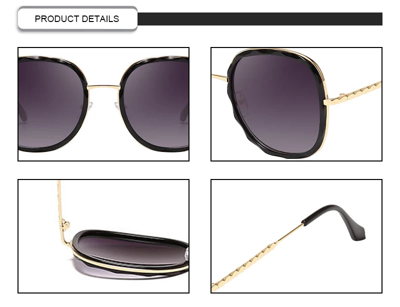 Hot 2019 Luxury Wave Round Oversized Gradient Ladies Shades Sunglasses