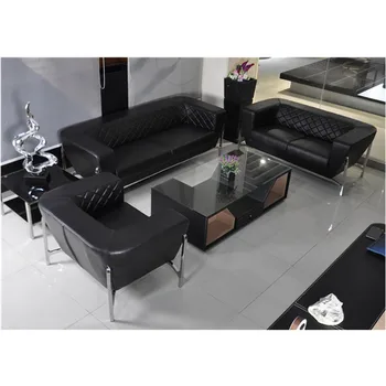 Modern Black Leather Office Sofa Design Sf132 Chesterfield Style