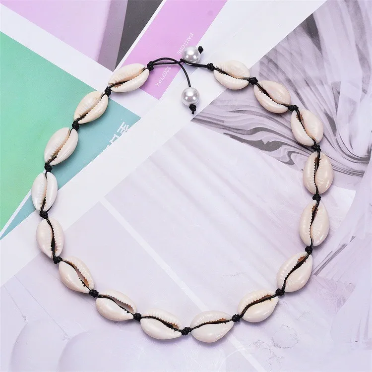 90s Cowrie Shell Choker Necklace For Women Seashell Necklace Adjustable
