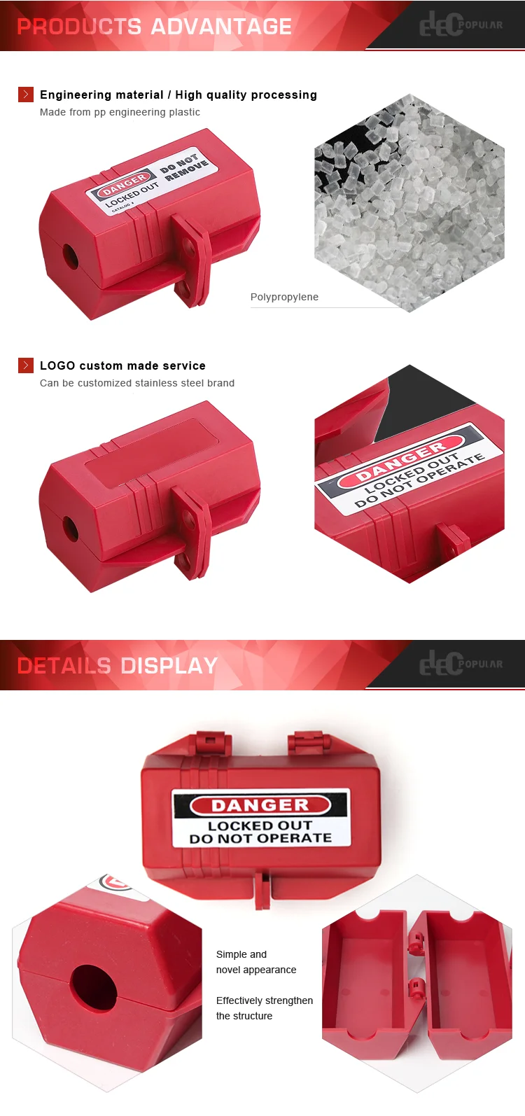Industrial OEM Cheap Price Polypropylene Material Red Electrical Plug Lockout