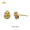 Factory price jewelry couple studs elegant design 18ct solid gold cubic zirconia earring backs gold