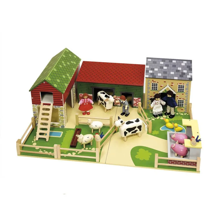 wooden toy farmyard sets