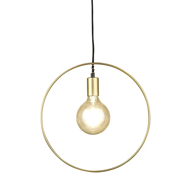 Round Gold Pendant Ring Lamp for Filament LED Bulb used in Cafe Bars Table Top Nordic Style Kitchen Light Picture Pendant