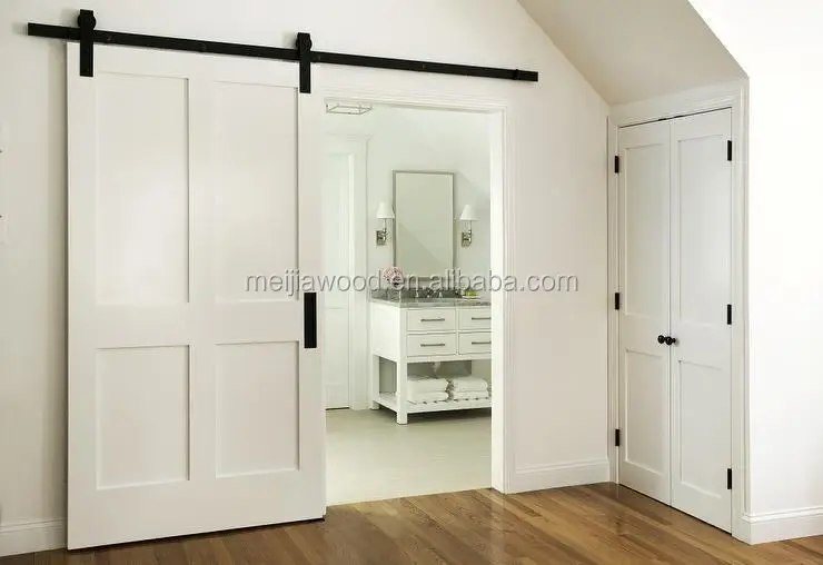 American Style Modern Designs White Interior Sliding Wooden Door American Style Modern Designs White Interior Sliding Wooden Door With Heavy Duty Barn Flat Track Hardware