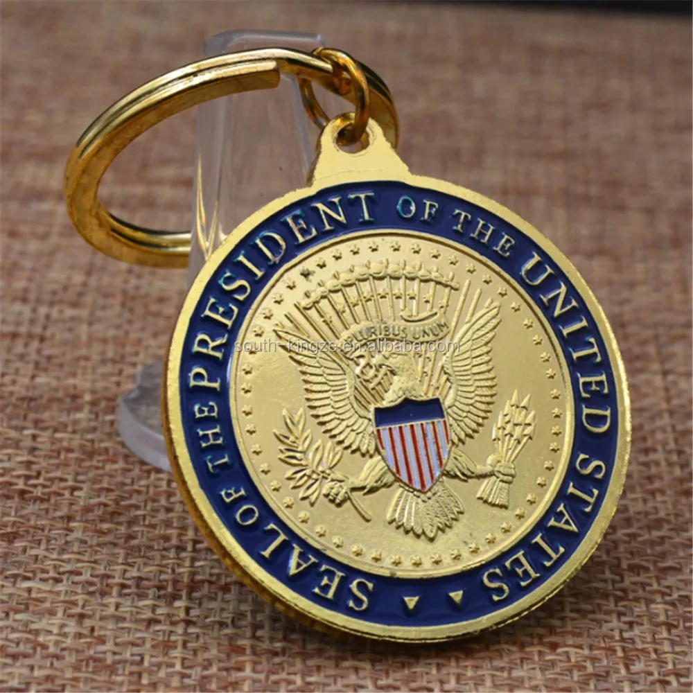 Custom President Donald Trump 2020 Coin Keychain Bright Gold Plating ...