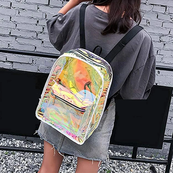 Customized clear children transparent laser pvc waterproof backpack bag