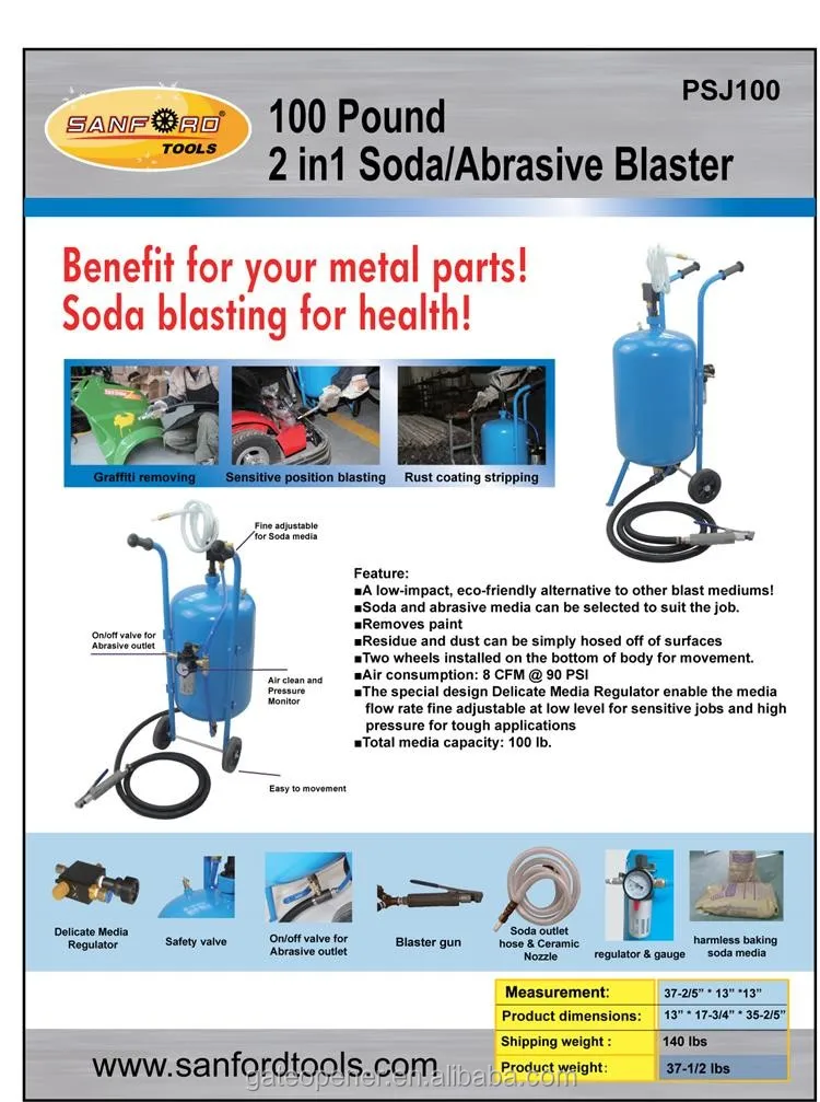 100 Pound 2 In 1 Soda Abrasive Blaster Sand Blasting Machine Buy Sand Blasting Machine,Sand