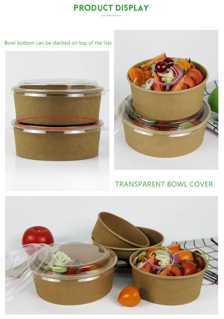 1300ml Popular Brown Kraft Disposable Paper Salad Bowls With Clear Pet Lids Buy Kraft Salad