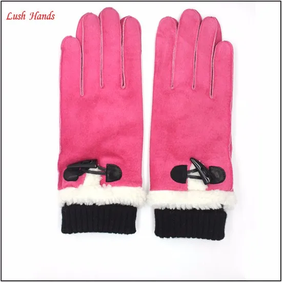The new style knit cuff gloves keeping warm in winter daily leather gloves