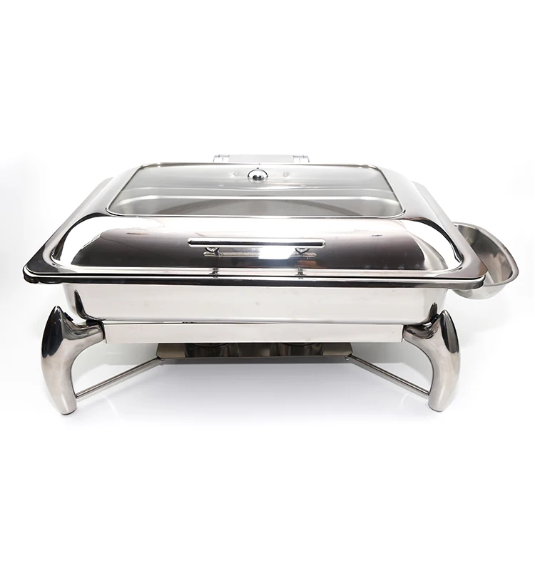 Stainless Steel Buffet Serving Tray With Glass Lid Buy Buffet Serving