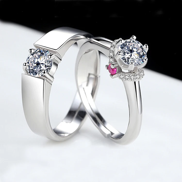 Prince Princess Lover Silver Couple Rings Wedding Band His and Her Promise Ring 