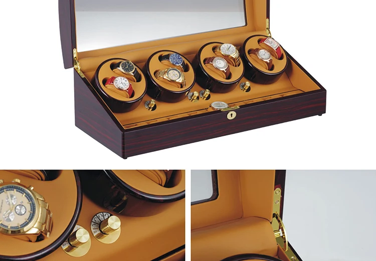 Universal Design Molle Automatic Watch Winder Safe Wood Leather