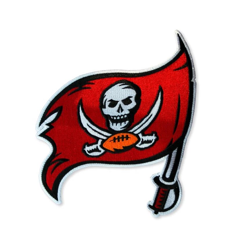 
customized iron patch logo free sample embroidered NFL team badge computerized embroidery pirate patch for school bags 