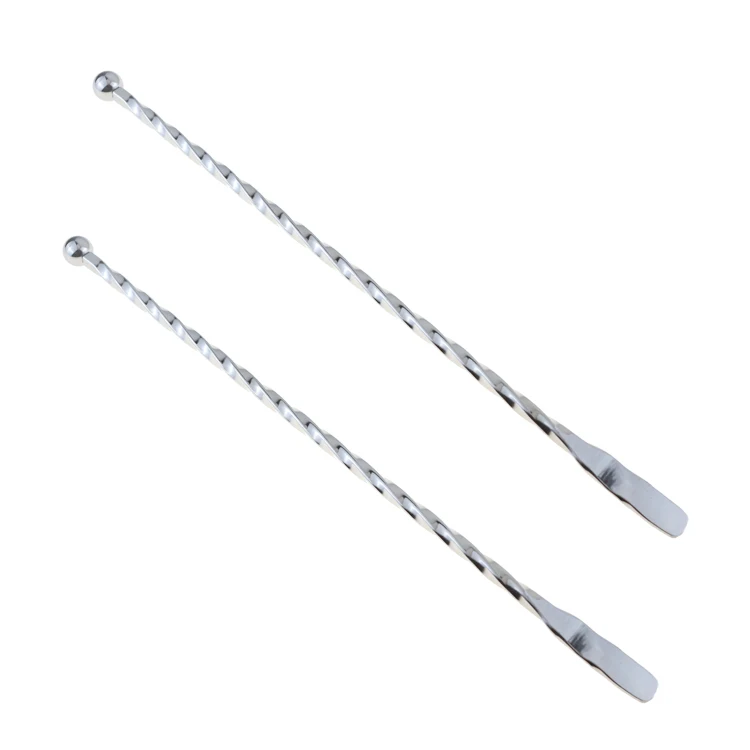 Reusable Cocktail Stainless Steel Twist Swizzle Stick Metal Paddles