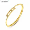 LUOTEEMI New Arrival Squared&Round Shape Bangles With Circle Mini Zircon Bracelet For Girl Daily-life In Color White Gold/18k