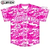 Wholesale women baseball t-shirt custom design digital pink camo baseball t-shirt