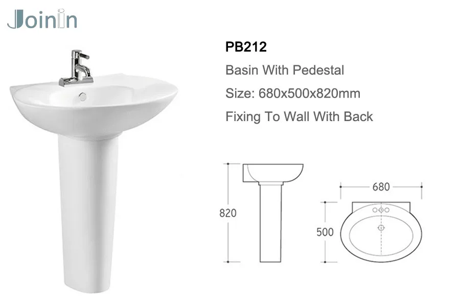 High quality Bathroom Ceramic hand wash basin with pedestal (PB212)