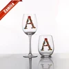 Red flower shaped A stemware ; A set OEM logo red stem and stemless wine glasses ; customized design wine glasses