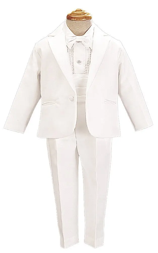 White Single Breasted Tuxedo with Matte Satin Cummerbud.